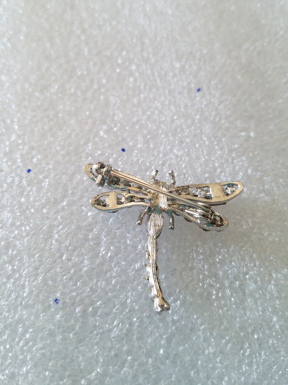 Vintage Dragonfly In Silver Tone Setting With Col… - image 4