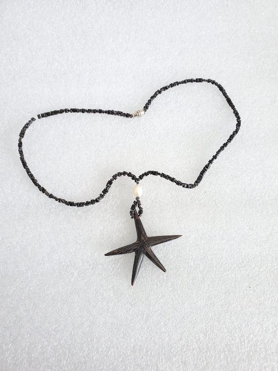 Rare Genuine Natural Black Spinel Beaded Starfish… - image 1