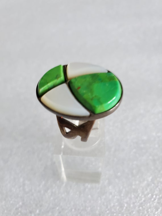 Vintage Tree Frog Turquoise Ring Made by "DTR Chi… - image 1