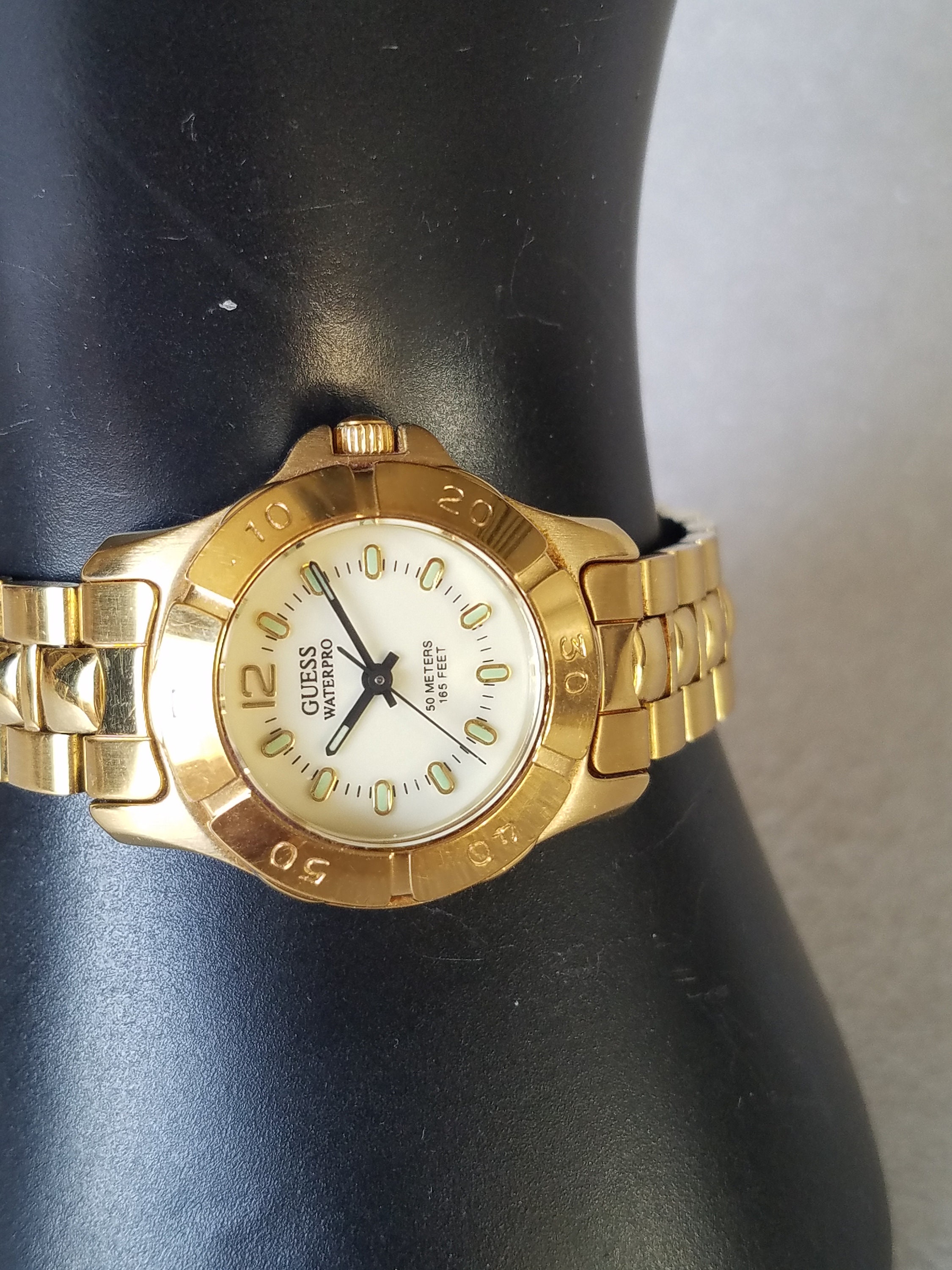 Vintage Guess Waterpro 50 Meters or 165 Feet Gold Tone Ladies