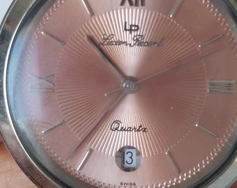 Lucien Piccard Swiss Made Unisex Watch: Pink Enamel Face, Stainless Steel, New Battery