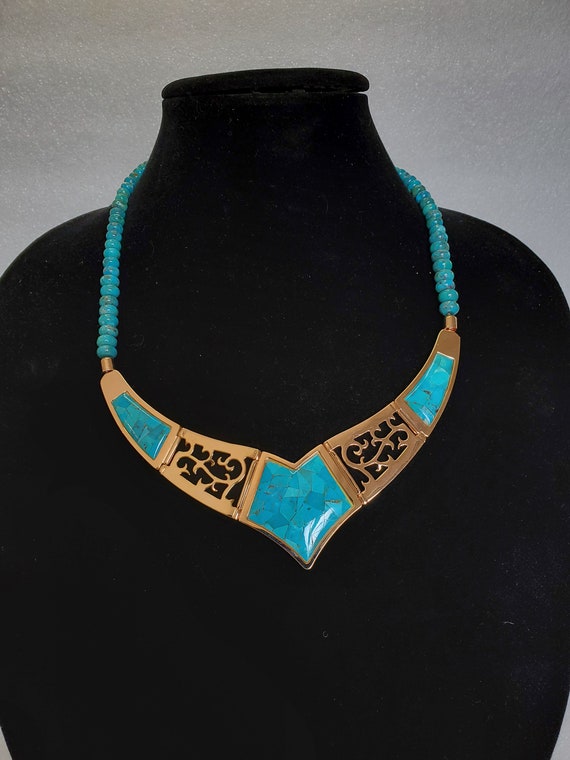 Vintage Jay King DTR Rose Gold W/ Vibrant Blue In… - image 1