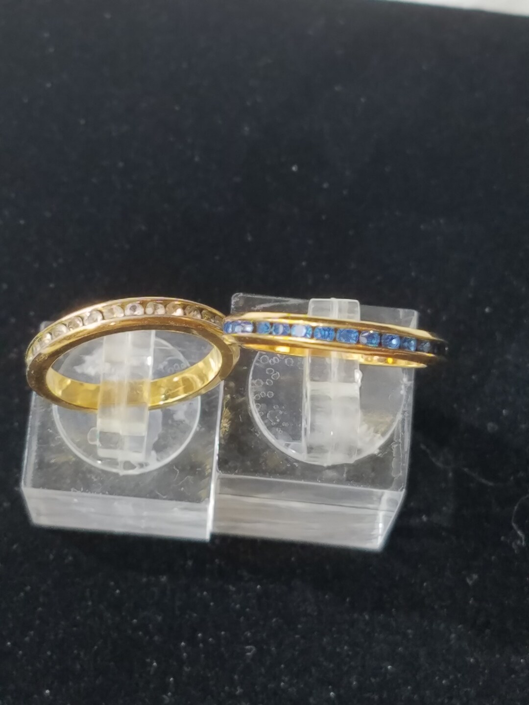 Vintage Lot of 2 Stackable Avon Channel Rings in Clear & Blue Stones ...