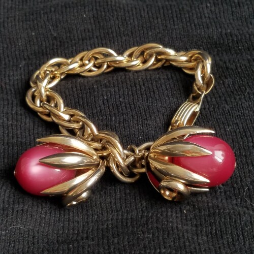 1950's Napier Purple Kumquat Bracelet, Double Link Eugene Bertolli Kumquat Bracelet, Napier Jewelry, Exquisite shops Designer Jewelry, Gift 4 Her