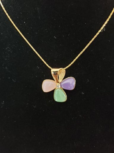 1980's Avon 4 Colored Clover Necklace & Post Earring Set New