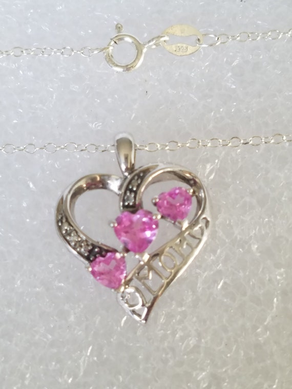 Vintage 3 Pink Hearts W/ “MOM” On Open Heart In 92