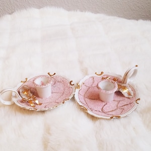 Vintage Pair of Lefton Chamber Candle Holders: Pink Sugar & Gold Enamel Decor