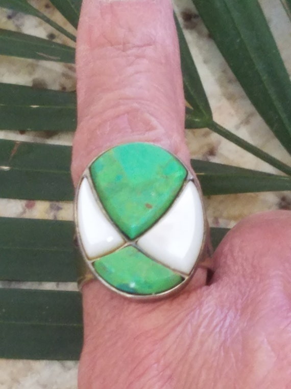 Vintage Tree Frog Turquoise Ring Made by "DTR Chi… - image 3