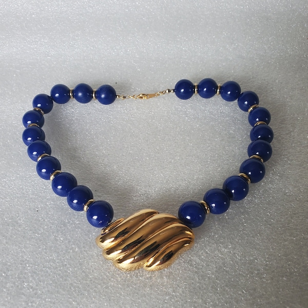 1981 AVON Royal Azura Choker New In Box Blue & Gold Nice Gift For Mother's Day