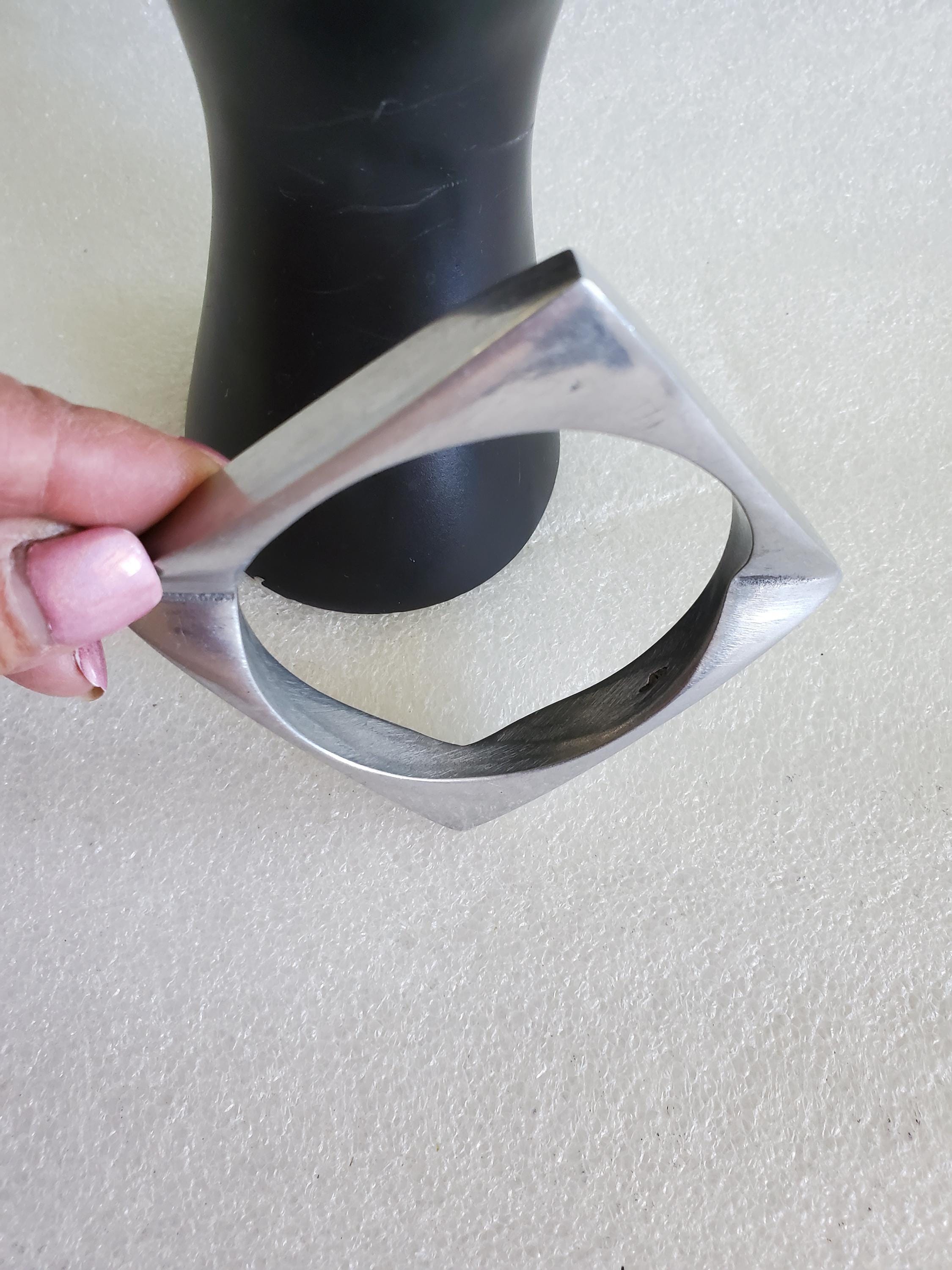1980's Modernist Unsigned Glen Yank Aluminum Bracelet- Edgy Square