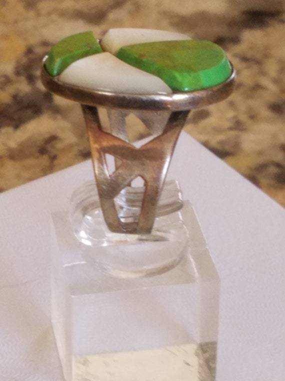 Vintage Tree Frog Turquoise Ring Made by "DTR Chi… - image 9