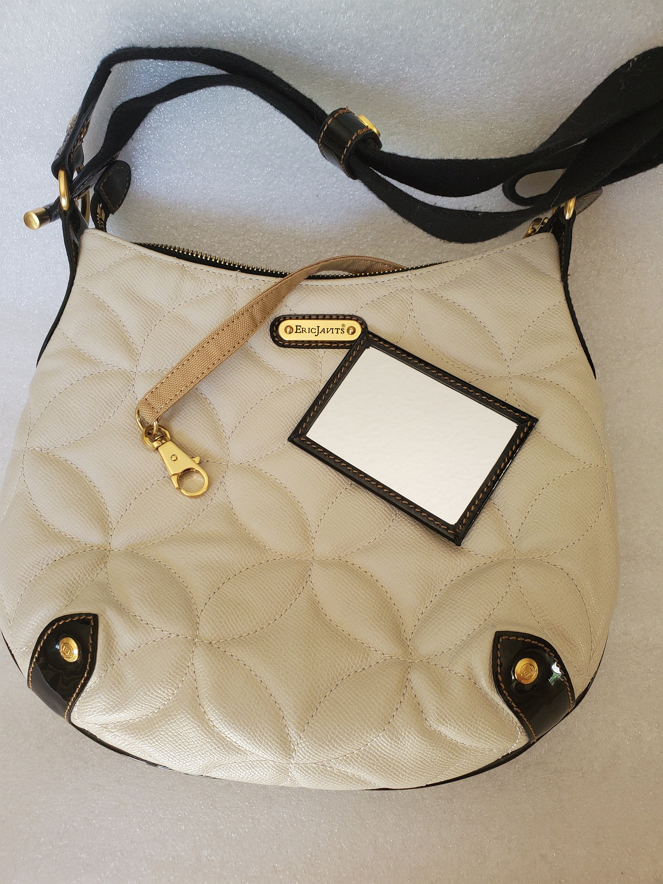 Vintage Designer Eric Javits Quilted Leather Shoulder Bag 