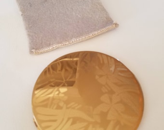 1950's Gold Round Mirrored "Pilcher" Powder Compact With Powder Still Intact