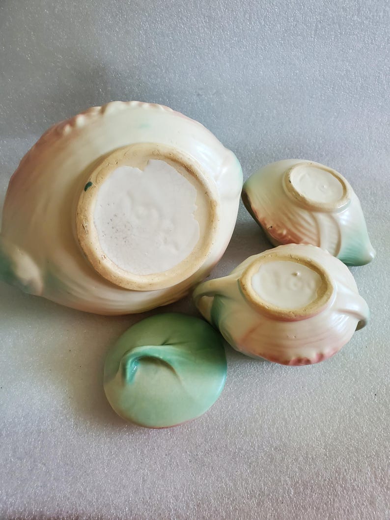 1940's Mccoy Daisy Tea Set W/creamer & Sugar Bowl in Green N Pink Color ...