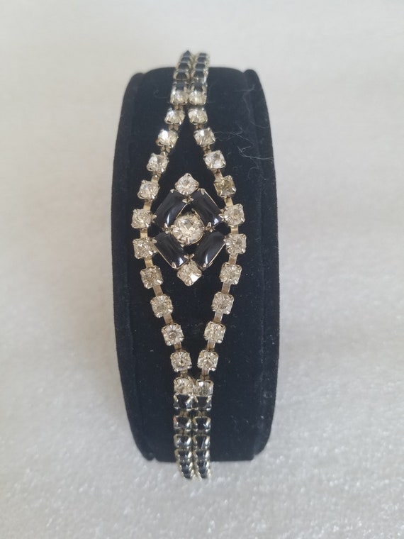 1950's Unique Eye Candy Bracelet W/ Black N Clear… - image 1