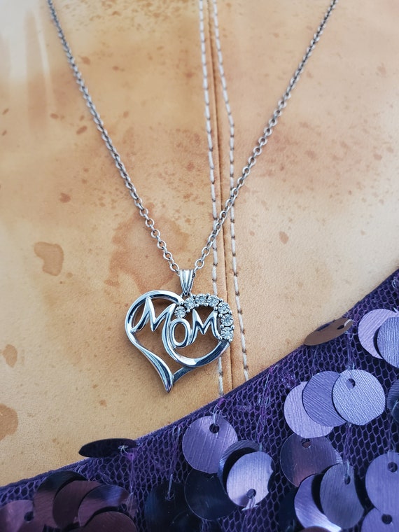 Vintage Ralph Lauren "Mom" Heart Pendant Necklace… - image 4