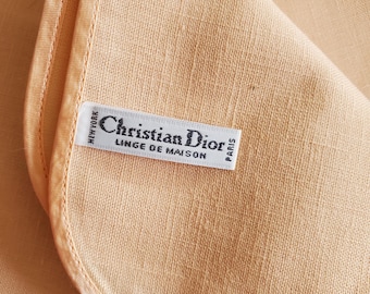 Vintage Peach Christian Dior Napkins: 6 & 4 Bronze Braided Pewter Napkin Holders