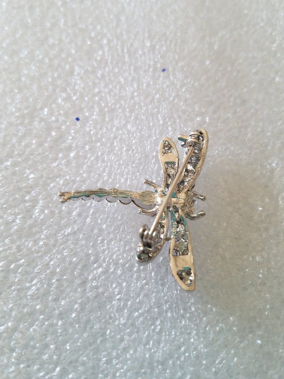 Vintage Dragonfly In Silver Tone Setting With Col… - image 5