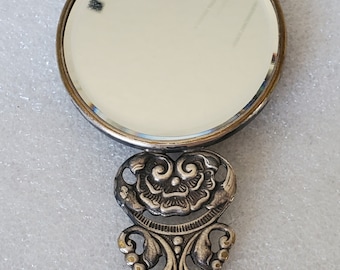 Circa 1900 Hans Jensen Denmark Silver Purse Mirror With Folklore Danish Scene Collectible