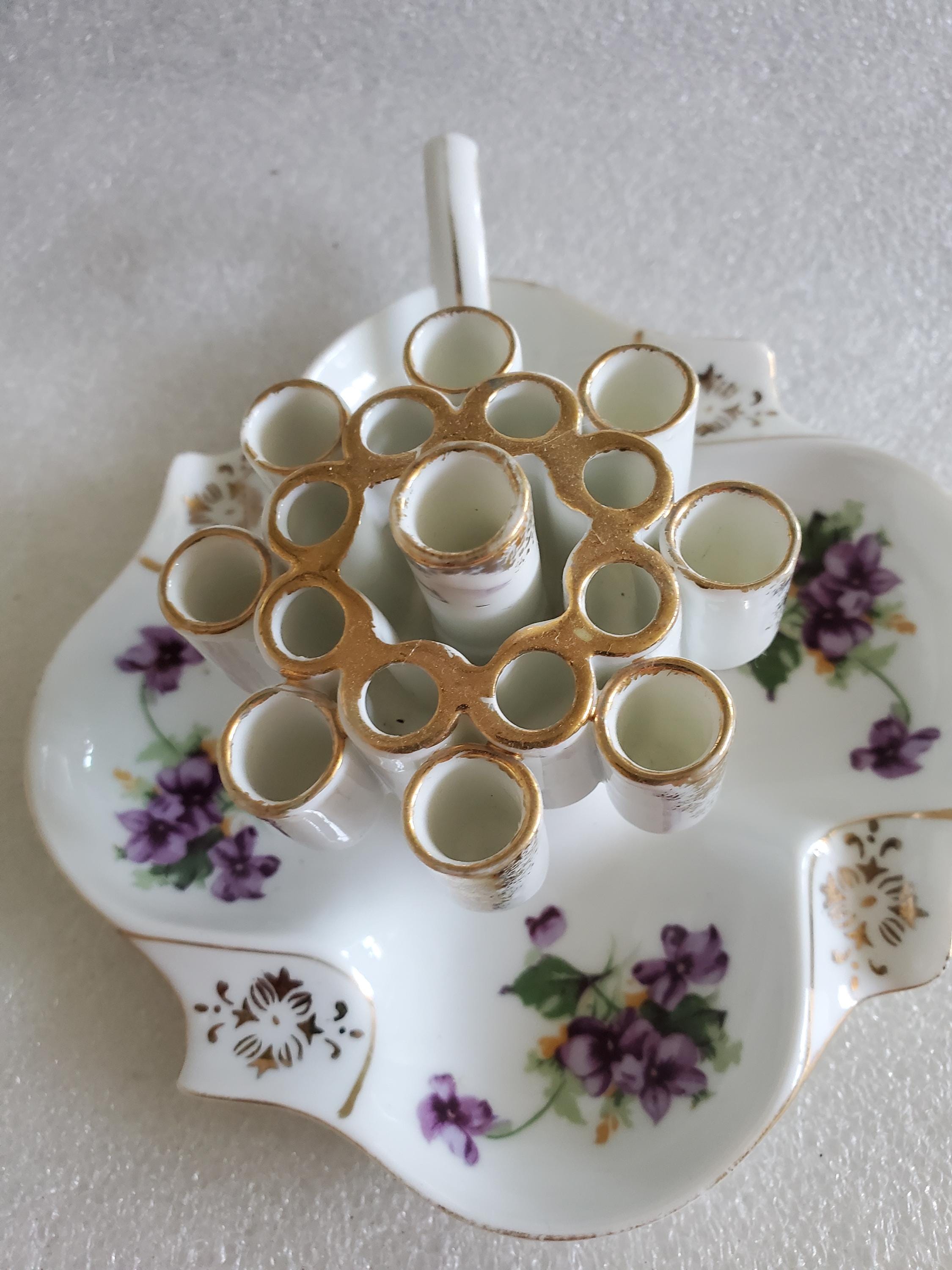 Vintage Norcrest Sweet Violet Fine China Cigarette Holder & Ash
