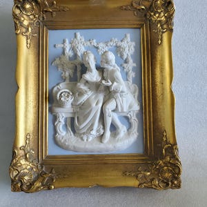 Vintage Alt Meissen Dresden Porcelain Plaque: Courting Couple