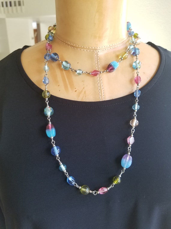 Super Cute Venetian Lampwork Beaded Necklace W/ Co