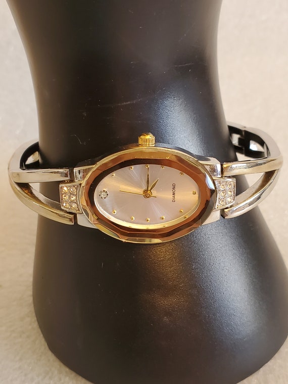 Vtg. Allude Diamond Ladies Silver Tone Bypass Met… - image 1