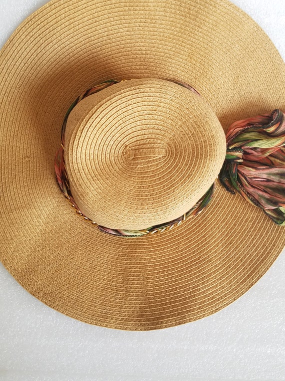 Floppy Sunhat Green \u0026 Orange Scarf Gold 