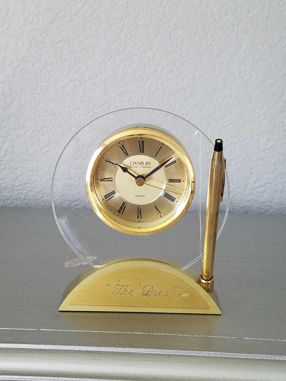 Danbury Desk Set Pen Station Clock Gold Tone Metal Made in Etsy