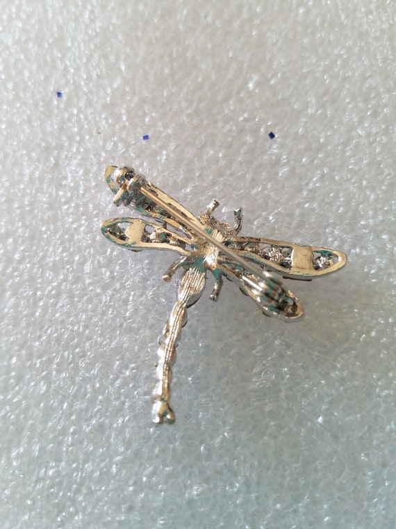 Vintage Dragonfly In Silver Tone Setting With Col… - image 10