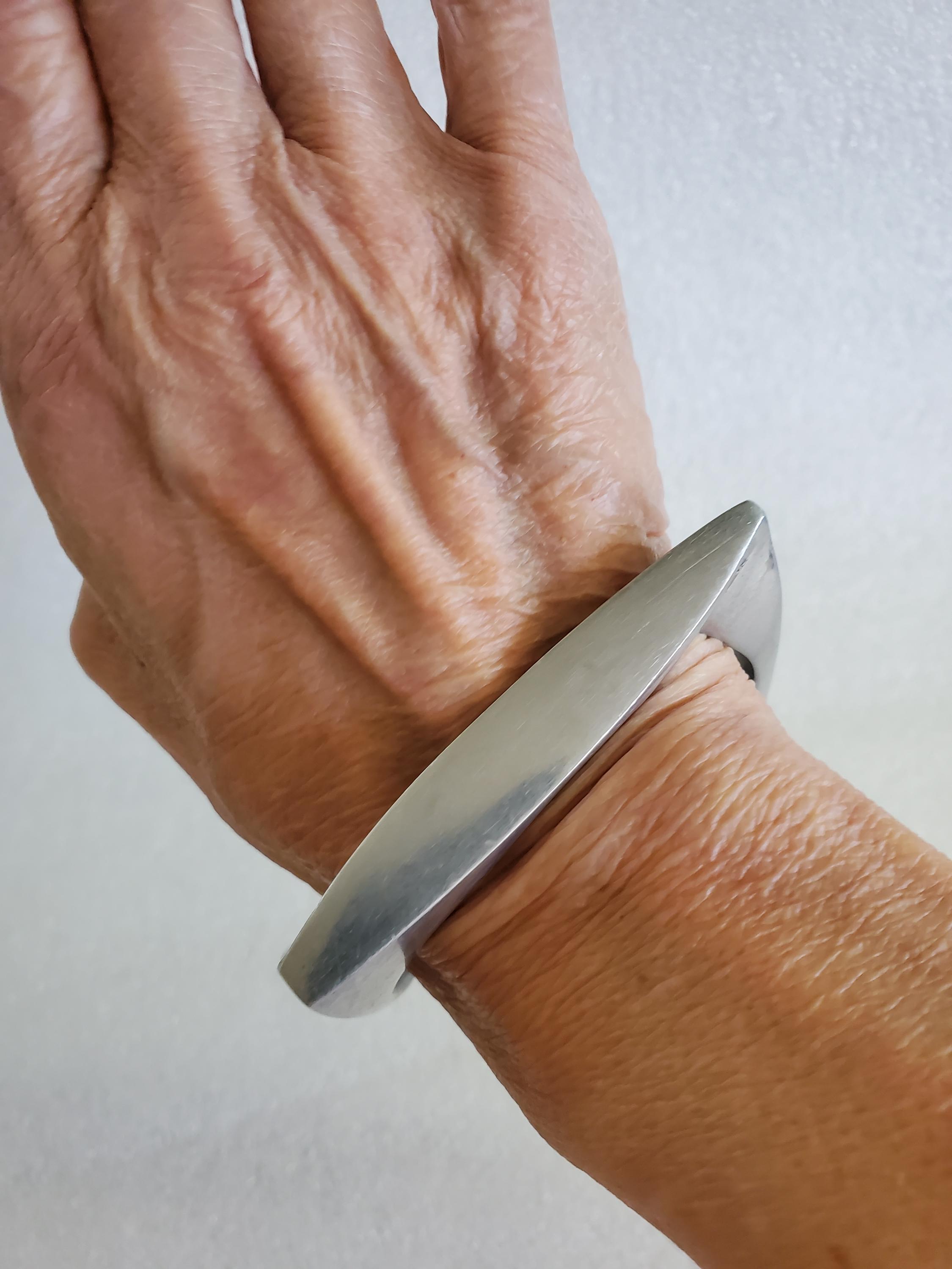 1980's Modernist Unsigned Glen Yank Aluminum Bracelet- Edgy Square