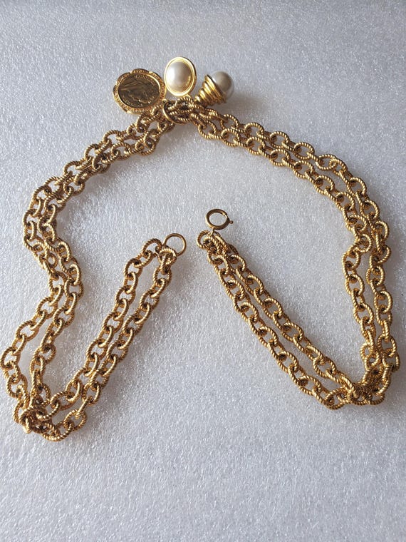 Vintage Napoleon Coin Gold Tone Statement Couture Belt or Necklace Vintage Napoleon Coin Gold Tone Statement Couture Belt or  main image 3