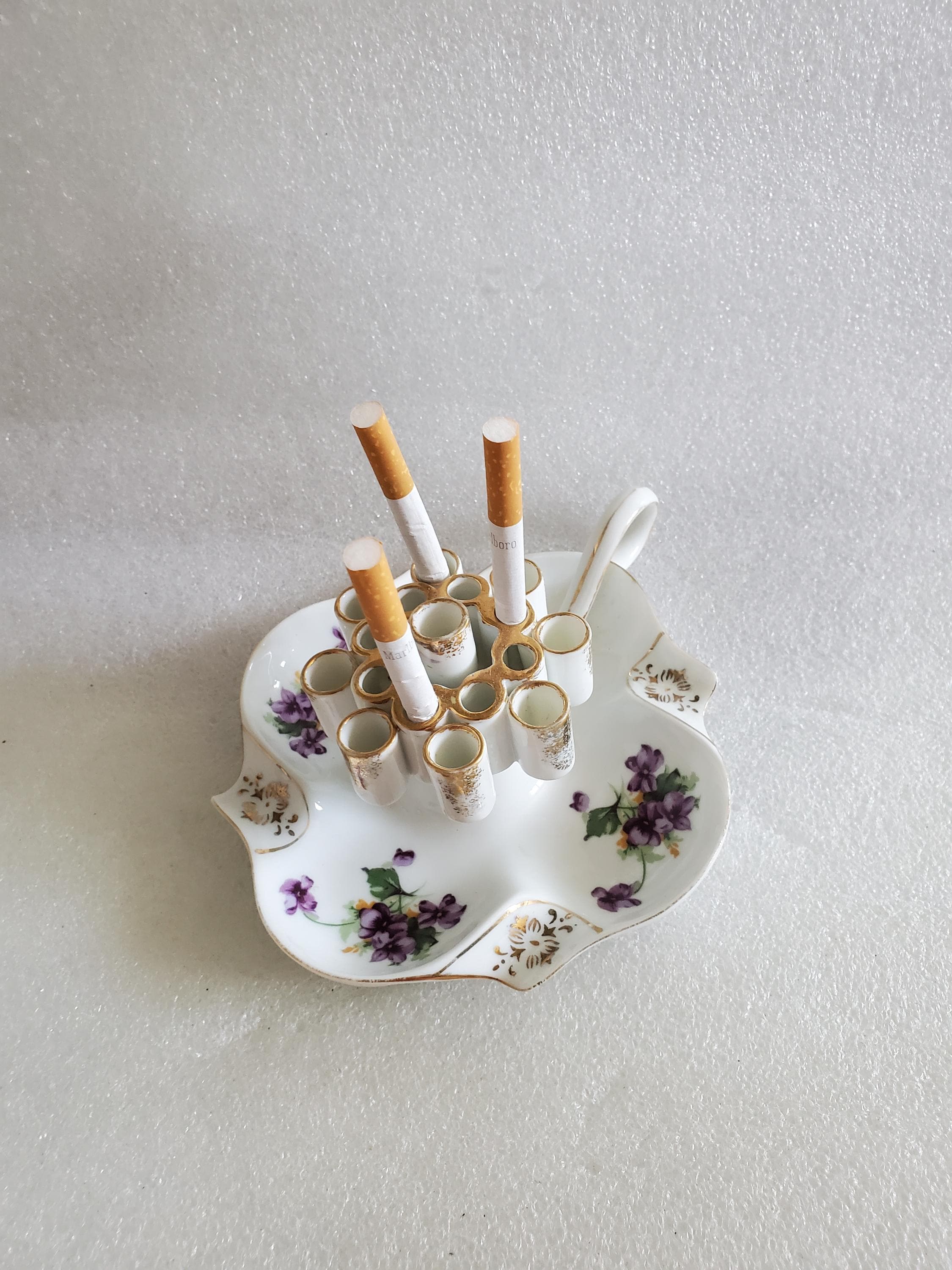 Vintage Norcrest Sweet Violet Fine China Cigarette Holder & Ash