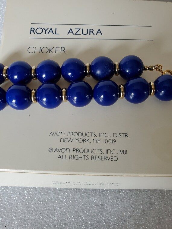 1981 AVON Royal Azura Choker New In Box Blue & Go… - image 9