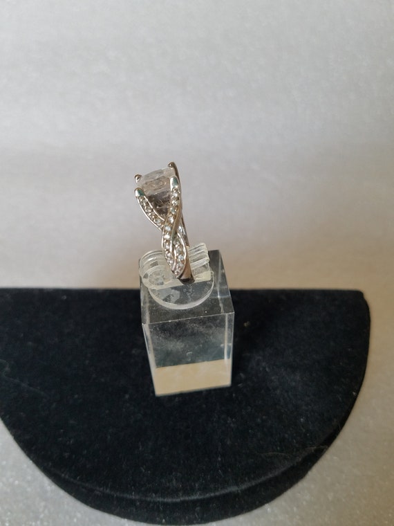 Vintage Princess Cut Bypass Silver Tone Cocktail … - image 10