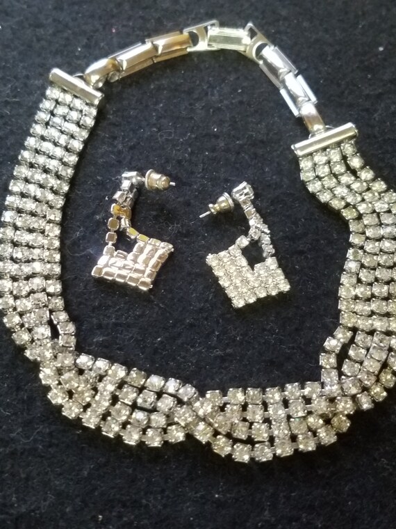 Vintage Quadruple Rhinestone Choker, Rhinestone Se