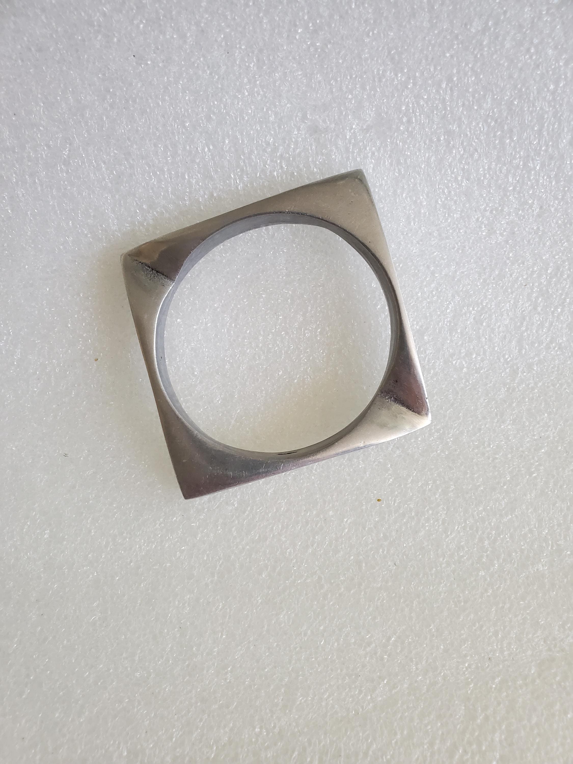 1980's Modernist Unsigned Glen Yank Aluminum Bracelet- Edgy Square