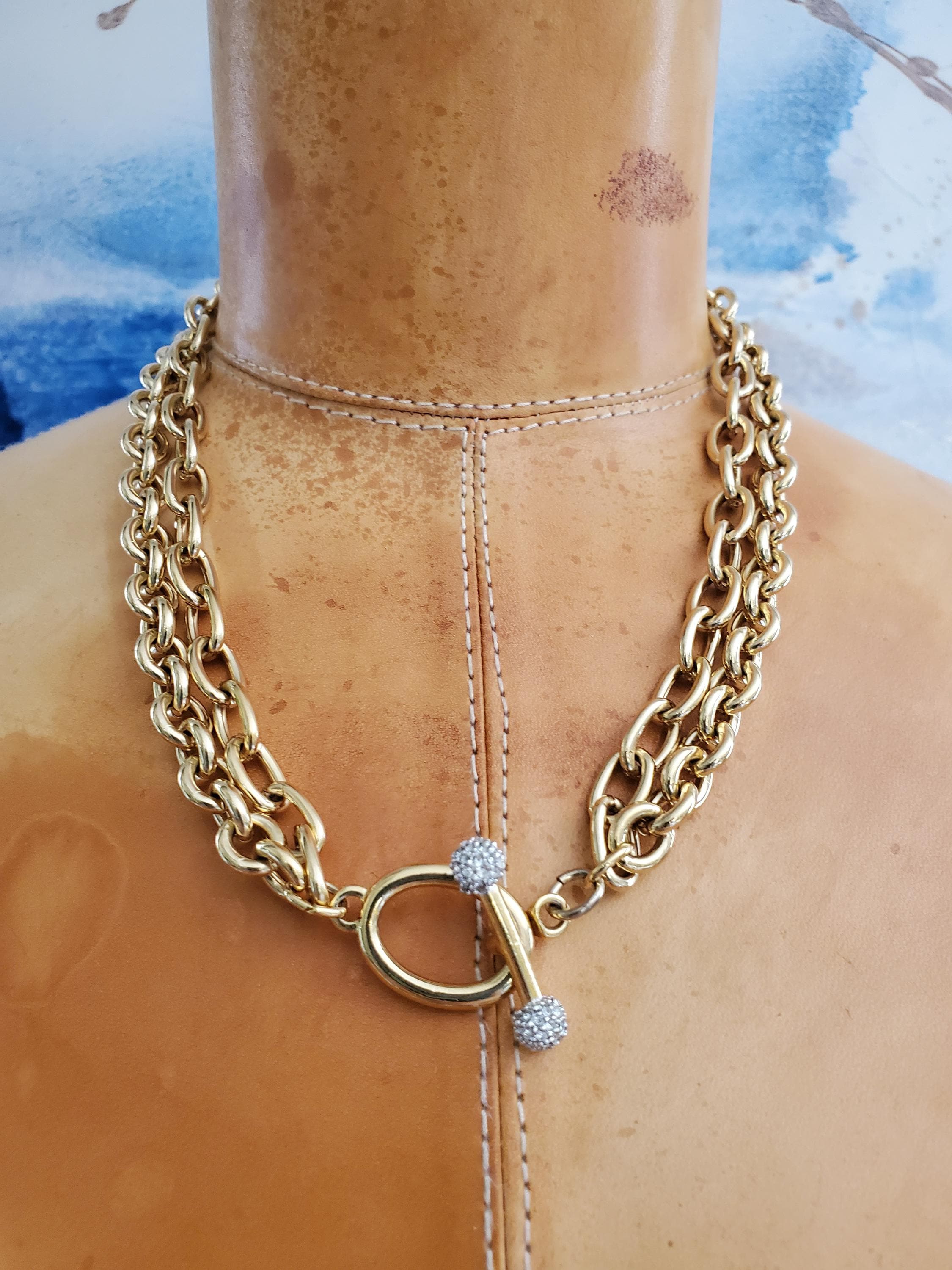 Runway Authentic GIVENCHY Gold-plated Curb Chain Necklace W  GIVENCHY Signed Chunky Chain Necklace With Toggle Clasp & Charms main image 0