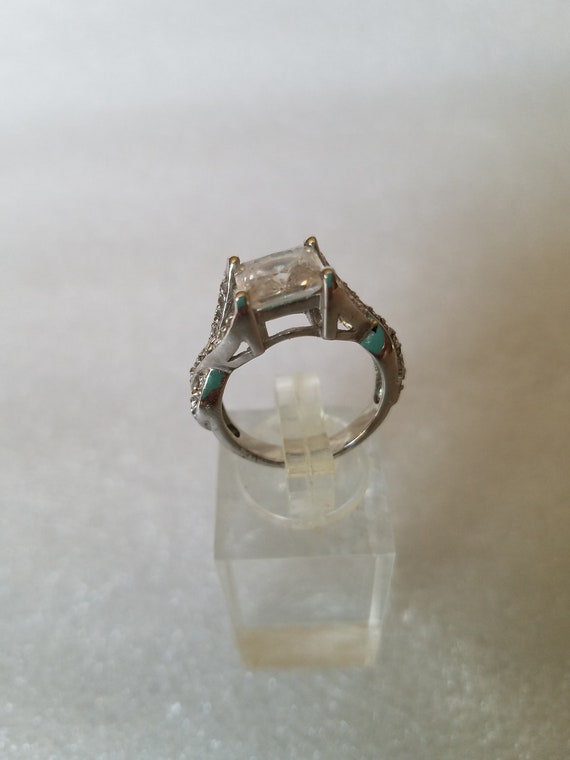 Vintage Princess Cut Bypass Silver Tone Cocktail … - image 4