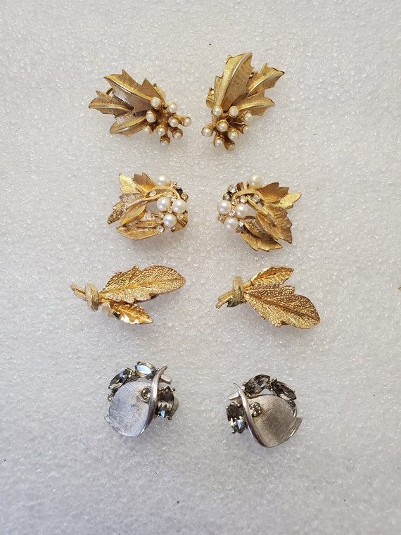 Vintage 4 Pairs of BSK French Clip Earrings Made b