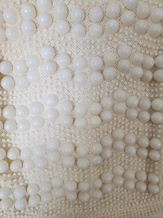 1960's Pearlized White Lucite Beaded Purse Made i… - image 6