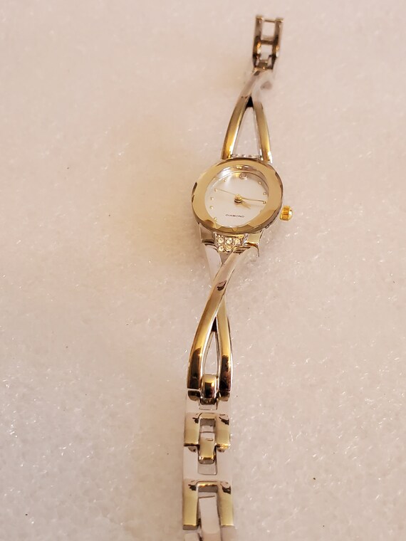 Vtg. Allude Diamond Ladies Silver Tone Bypass Met… - image 7