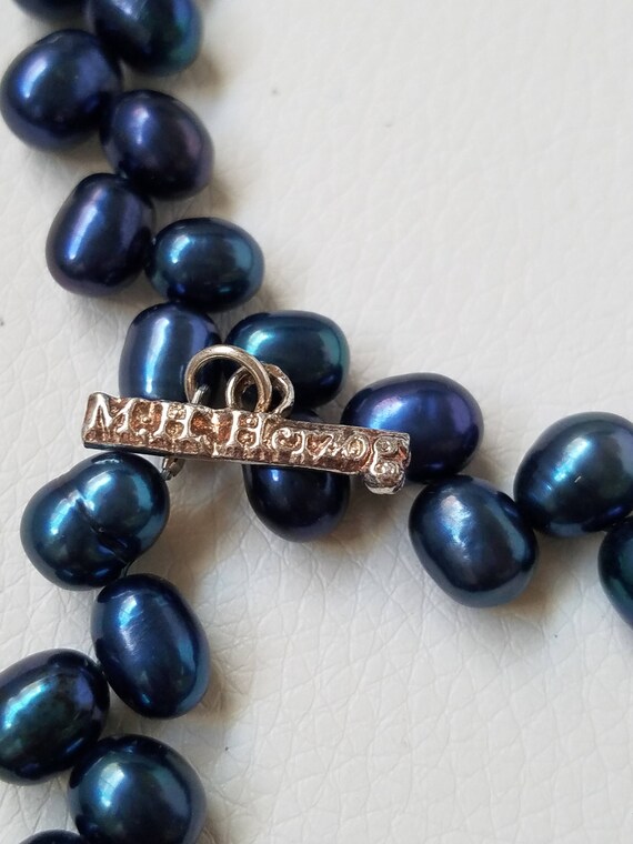 Vintage Signed M.H. Harzog Blue Freshwater Pearl … - image 4