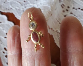 Enlarged For Viewing Vintage 14K YG Purple Amethyst Stone Boy Charm Pendant No Chain February Birthstone