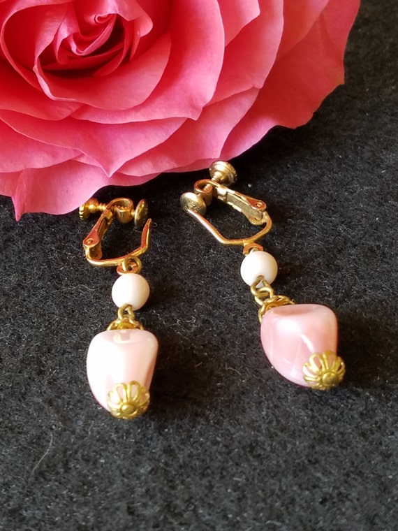 Mid-Century Miriam Haskell Gold-Plated Pink Venet… - image 3
