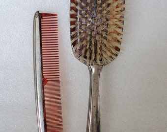 Vintage Pair of Sterling Silver Brush & Comb By International STERLING For Vanity Dresser