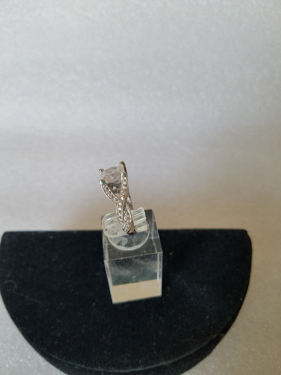 Vintage Princess Cut Bypass Silver Tone Cocktail … - image 9