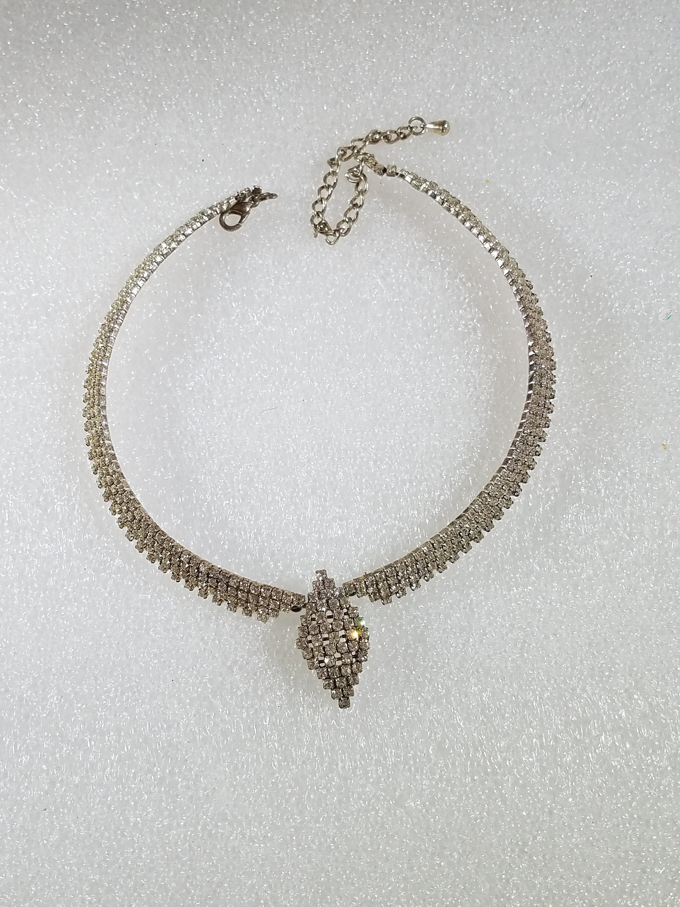 Vintage Hollywood Glam Clear Prong Set Rhinestones Pave