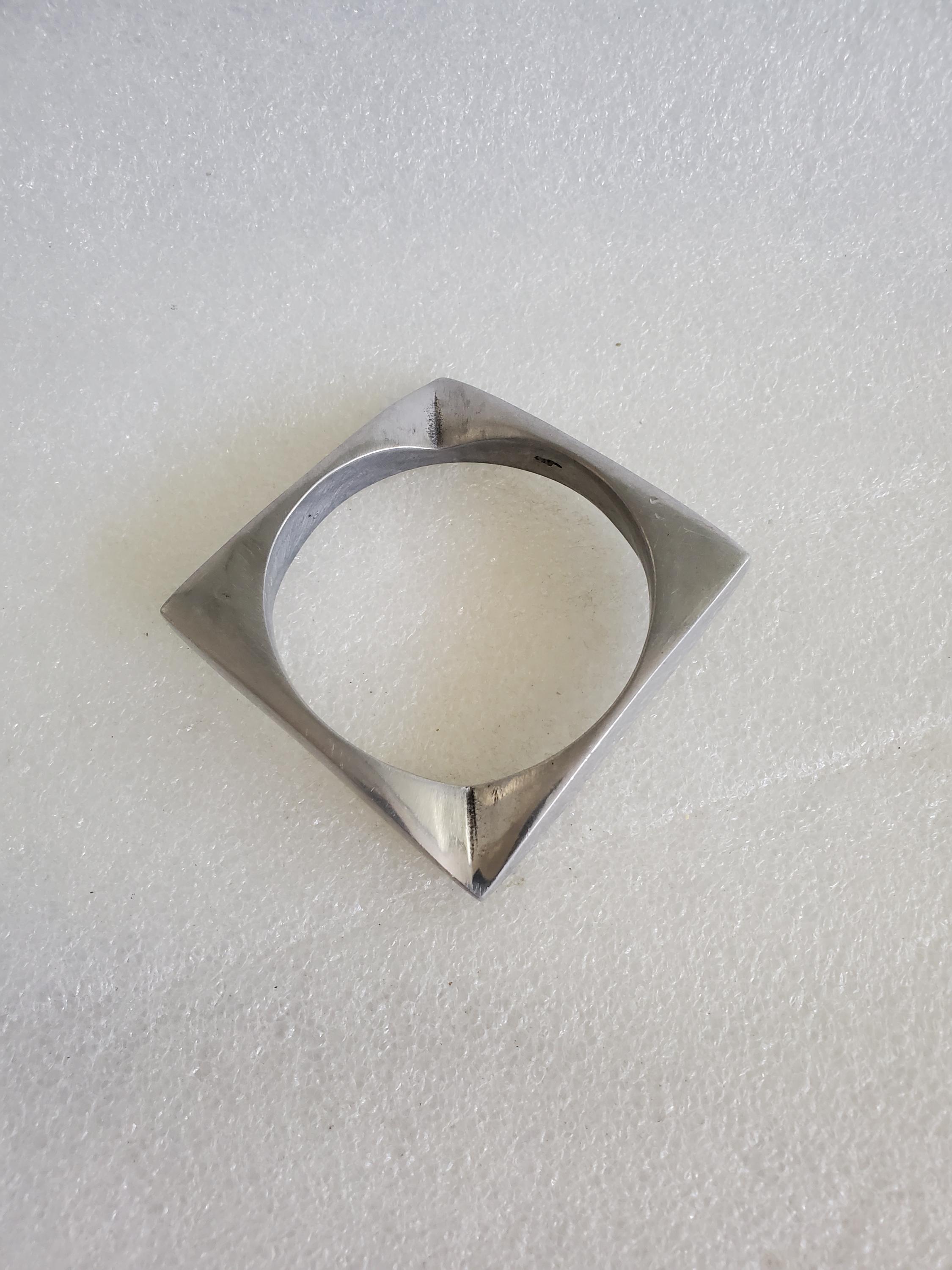 1980's Modernist Unsigned Glen Yank Aluminum Bracelet- Edgy Square