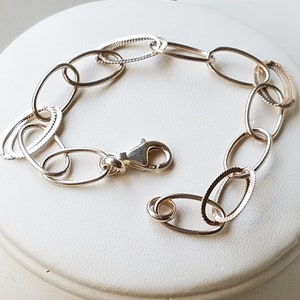Vintage Sterling Silver Interwoven Oval Open Link Bracelet - Signed IND 925